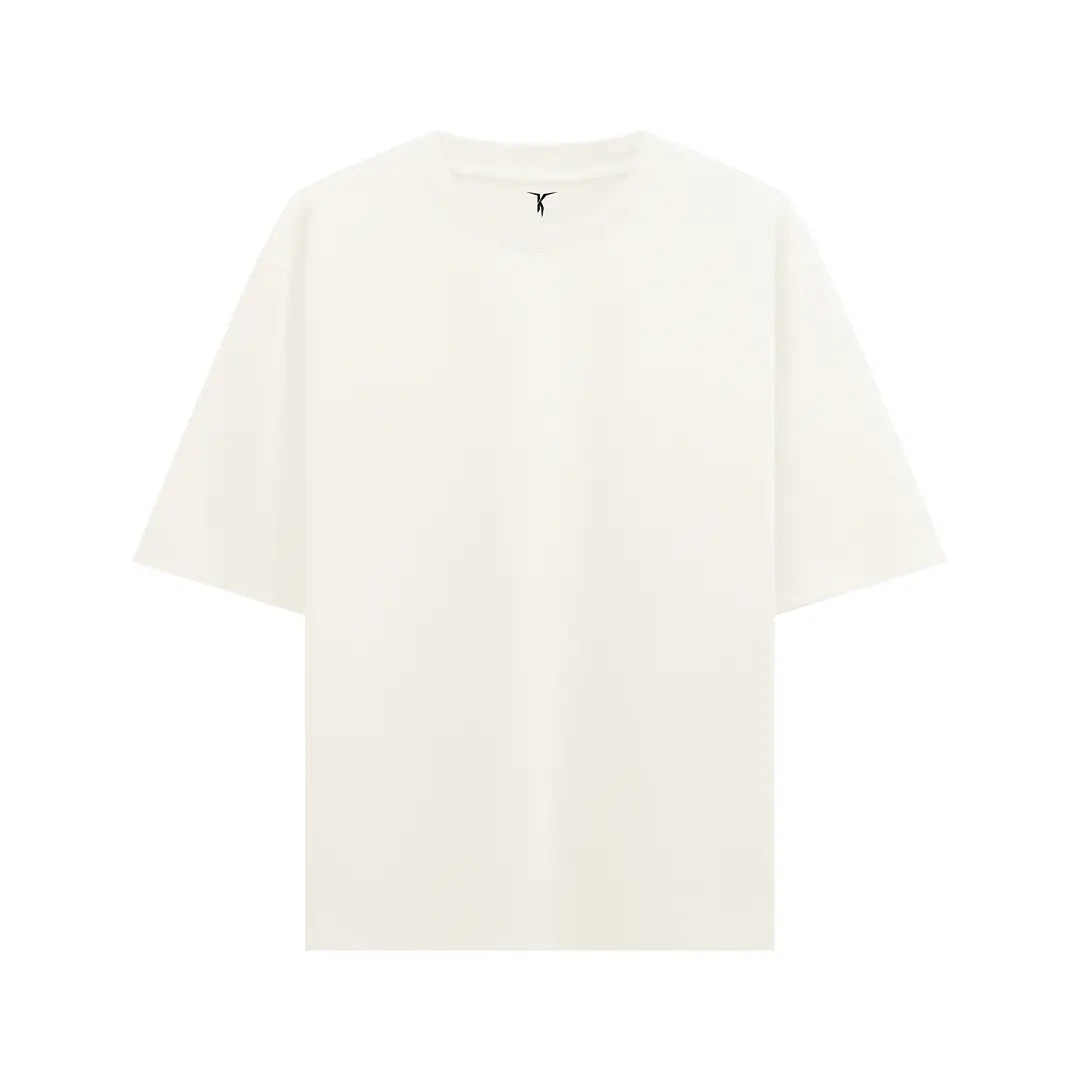 Oversize Basic T-shirt Beyaz - Ön düz