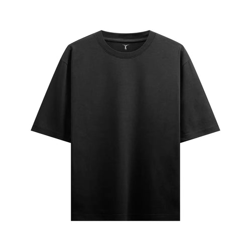 Oversize Basic T-shirt Siyah - Ön düz